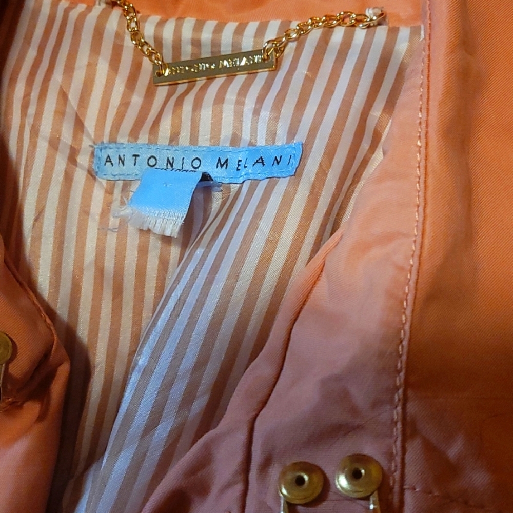 Antonio Melani Trench Coat, Size Large, Salmon - Picture 5 of 5